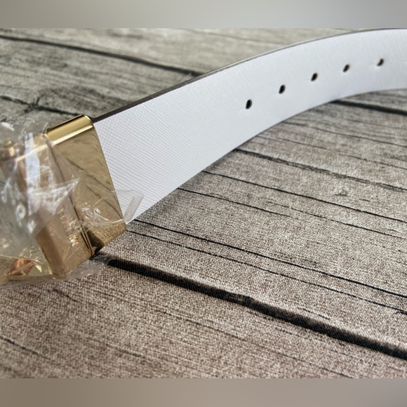 NWT! Michael Kors reversible waist belt in white leather and MK logos. S and M - Picture 10 of 16